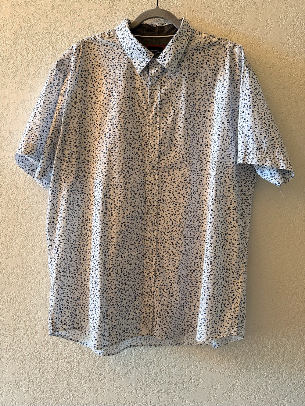 SIX LINCOLN Floral Button Up Collard 100% Cotton Casual Short Sleeve Shirt Sz 2X